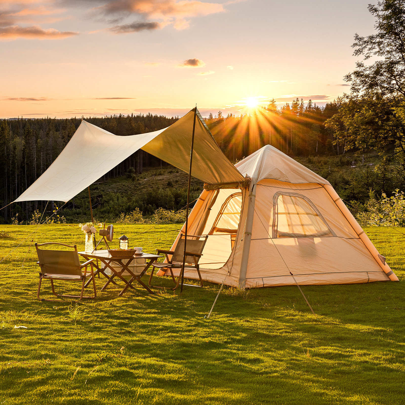 Small Camping Tent | with Additional Canopy