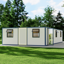 EROMMY 3 Bedroom 40ft Foldable Container House with Full Kitchen & Bathroom, Modular Mobile Home Prefab Boxable House for Adults, Expandable Pre Built House for Backyard or Off-Grid Living-Erommy