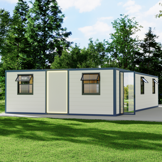 EROMMY 3 Bedroom 40ft Foldable Container House with Full Kitchen & Bathroom, Modular Mobile Home Prefab Boxable House for Adults, Expandable Pre Built House for Backyard or Off-Grid Living-Erommy