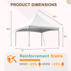 15x15 Ft Heavy Duty Tent Outdoor Wedding Tent Waterproof Patio Event Tents for Parties Holiday BBQ Events, White-Erommy