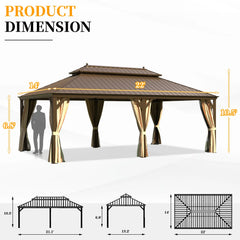 EROMMY 14X22 Hardtop Privacy Carport with Insect Screen