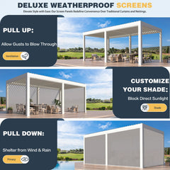 EROMMY 12x20 Large Aluminum Pergola with Louvered Canopy – White-Erommy