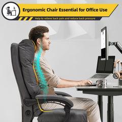 Erommy Executive Heat and Massage Reclining Leather Ergonomic Office Chair Dark Gray-Erommy