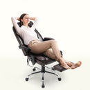 Erommy Heat and Massage Reclining Ergonomic Office Chair with Footrest Brown-Erommy
