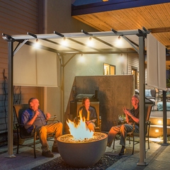 EROMMY 10' x 10' Outdoor Pergola with Sun Shade Canopy, Aluminum Frame, Modern Patio Pavilion Grill Gazebo with Weather-Resistant Fabric, White-Erommy