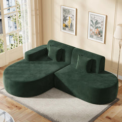 EROMMY Modern L-Shape Sectional Sofa with Chaise Lounge for Living Room Bedroom, Green-Erommy