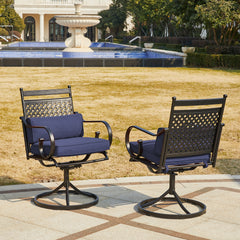 EROMMY Patio Swivel Chair Set of 2, Outdoor Dining Chairs with Cushions for Porch, Deck, and Garden, Blue-Erommy