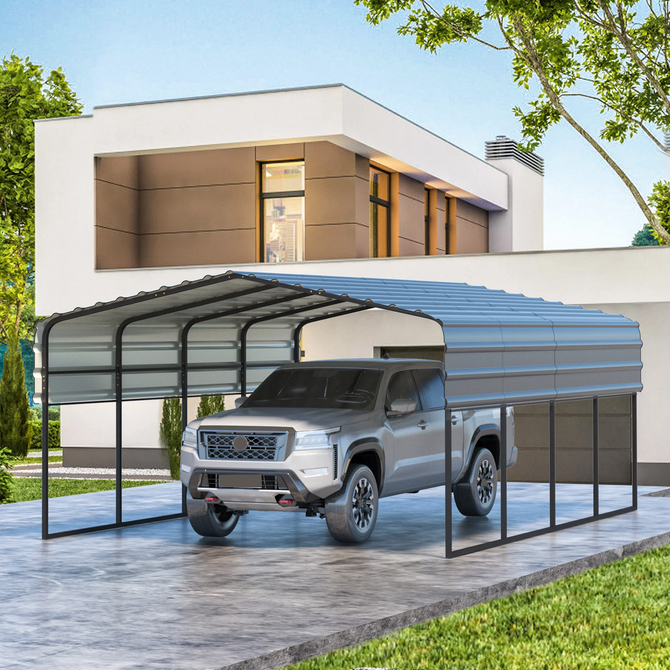EROMMY 12’ x 20’ Metal Carport with Galvanized Roof – Sturdy Shelter for Cars, Boats, Trucks, and Tractors-Erommy