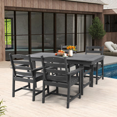 EROMMY Outdoor Table and Chairs for 4, HDPE Weather Resistant Outdoor Dining Set, Black-Erommy