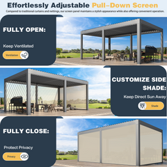 EROMMY 12x20 Large Aluminum Pergola with Louvered Canopy – Grey-Erommy