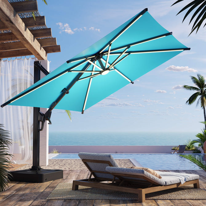 EROMMY 10 X 10 Outdoor Weather-resistant Umbrella with LED - Blue-Erommy