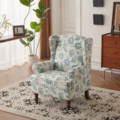 EROMMY Fabric Accent Chair, Modern Upholstered Armchair with, Leisure Single Sofa Chair for Living Room Bedroom Reading, Light Cyan Floral-Erommy