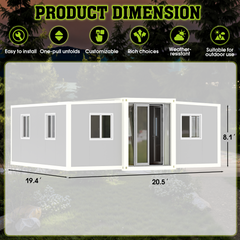 EROMMY 20ft Portable Prefab Modular Home with Kitchen & Bathroom, Expandable Container House for Adults Living, Foldable Mobile House with Personalized Living Space-Erommy