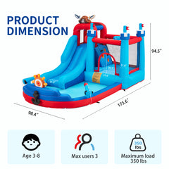 EROMMY Inflatable Bounce House, Bounce House with Water Slide for Kids 3-8, 480W Blower for Outdoor Backyard-Erommy