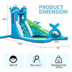 EROMMY Inflatable Bounce House, Bounce House with Water Slide for Kids 3-8, 480W Blower for Outdoor Backyard-Erommy
