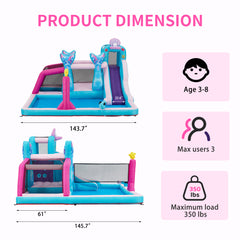 EROMMY Inflatable Bounce House, Bounce House with Water Slide for Kids 3-8, 480W Blower for Outdoor Backyard-Erommy