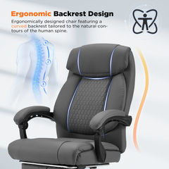 Erommy Executive Heat and Massage Reclining Leather Ergonomic Office Chair Gray-Erommy