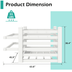 EROMMY 64" W x 46" L x 38" H Pool Storage Organizer with Hooks, Waterproof Float Storage Bin, White