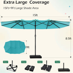 EROMMY 15 X 9 Double-Sided Outdoor Spacious Umbrella - Blue-Erommy