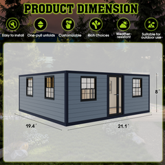 EROMMY Modern 20ft Foldable Mobile Home with Full Kitchen & Bathroom, Expandable Container House for Adults, Prefab Boxable House to Live In for Backyard or Off-Grid Living-Erommy