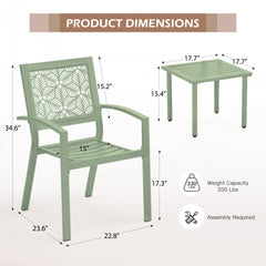 EROMMY 3-Piece Outdoor Bistro Set ¨C Metal Chairs & Table, Sage Green-Erommy