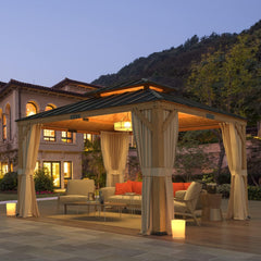 EROMMY 11‘ x 13‘ Hardtop Gazebo, Solid Spruce Wood Gazebo with Waterproof Asphalt Roof, for Lawns, Beach, Patio, Garden-Erommy