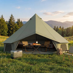 EROMMY Bell Tent for Family Camping, 9.8 FT Yurt Tent with Stove Jack, 4 Season Oxford Tents for Outdoor Party, Hot Tent Shelter Fits 3-4 People