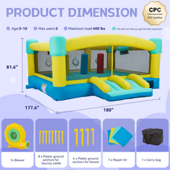 EROMMY Inflatable Trampoline Bounce House for Kids, Heavy Duty 840D Oxford Cloth-Erommy