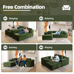 EROMMY 106 inch Cloud Sectional Couch with Chaise Lounge for Living Room Bedroom Apartment, Corduroy Fabric, Green-Erommy