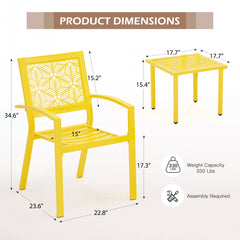 EROMMY 3-Piece Outdoor Bistro Set ¨C Metal Chairs & Table, Yellow-Erommy