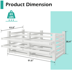 EROMMY 64" W x 92" L x 38" H Extra Large Pool Storage Organizer with Hooks, Waterproof Float Storage Bin, White