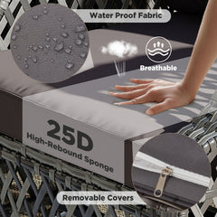 EROMMY 7 Piece Patio Furniture Set, Rattan Outdoor Sectional for Deck Backyard Porch (Gray)-Erommy