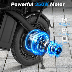EROMMY Foldable Electric Bike, 2 Seat 14" Adults Ebike|500W |20MPH |30+Miles | Removable 48V 7.8Ah Battery,3 Riding Modes,Dual Disc Brakes, Black