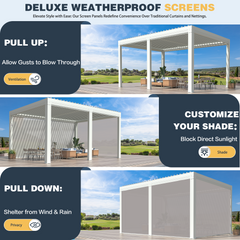 EROMMY 12x16 Aluminum Pergola with Waterproof Roof Panels – White-Erommy