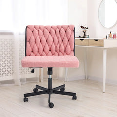 EROMMY Criss Cross Armless Chair With Wheels, height Adjustable Office Deak Chair For Office, Bedroom, Living Room, Pink-Erommy