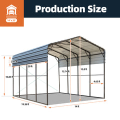 EROMMY 14’ x 20’ RV Metal Carport, Heavy Duty Carport Canopy with Galvanized Metal Roof and Frame for Car, RV, Boat and Tractors-Erommy