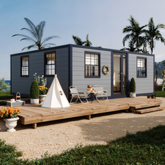 EROMMY Modern 20ft Foldable Mobile Home with Full Kitchen & Bathroom, Expandable Container House for Adults, Prefab Boxable House to Live In for Backyard or Off-Grid Living-Erommy