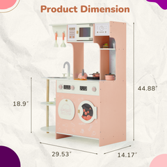 EROMMY Kids Play Kitchen Set, Kids Cooking Pretend Play Set, Kitchen Playset for Kids, Playset Interactive Toy, Pink-Erommy