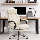 Erommy Executive Heat and Massage Reclining Leather Ergonomic Office Chair Beige-Erommy