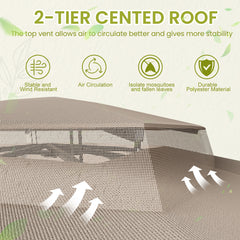 EROMMY Outdoor Patio Gazebo 10'x13' with Double Curved Roofs, Heavy Duty Party Tent & Shelter, Mosquito Nettings and Privacy Screens patio canopy outdoor waterproof for Backyard, Garden, Lawn, Yellow-Erommy