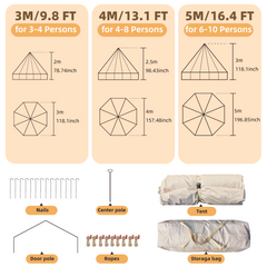 EROMMY Yurt Tent 4 Season Waterproof Glamping Tents w/Stove Jack, with Zipped Removable Floor for Family Camping Outdoor Party 13 FT, Holds up to 4-8 People-Erommy