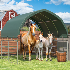 EROMMY 10'x10' Heavy Duty Round Style Canopy With Shade Shed Kit for Livestock