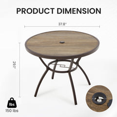 Erommy 38 Inch Outdoor Metal Dining Table with Adjustable Umbrella Hole-Erommy