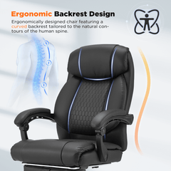 Erommy Executive Heat and Massage Reclining Leather Ergonomic Office Chair Black-Erommy