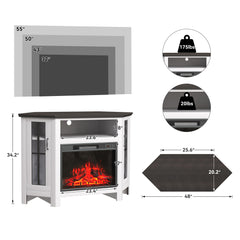 EROMMY 48" Corner Fireplace Cabinet with 23" Electric Fireplace, Deep Walnut-Erommy