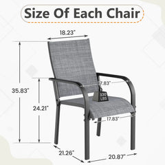 EROMMY Patio Chairs Set of 4, 330 LBS Capacity, 17.83" Widened Outdoor Dining Chairs with All Weather Quick-Drying Textilene & Metal Frame, Gray
