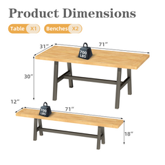 EROMMY Premium Outdoor Rectangle Patio Dining Set for Backyard, Porch, Lawn, and Garden - Brown-Erommy