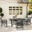 EROMMY Outdoor Table and Chairs for 4, HDPE Weather Resistant Outdoor Dining Set for Lawn, Garden, Backyard, Poolside, Grey-Erommy