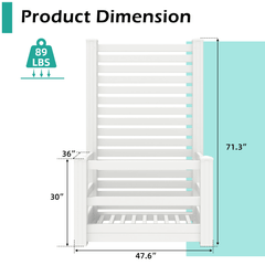 EROMMY 71" H Privacy Screen Pool Storage Organizer, Freestanding Pool Float Holder Replaces Deck Box, White