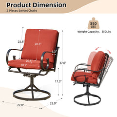 EROMMY Patio Swivel Chair Set of 2, Outdoor Dining Chairs with Cushions, Red-Erommy